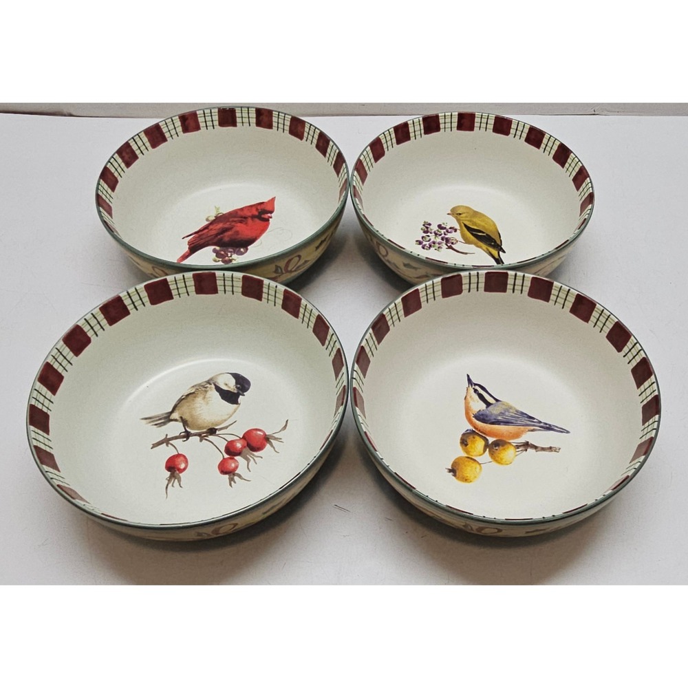 Lenox Winter Greetings Everyday Bird Cereal Bowls Set of 4 Catherine McClung